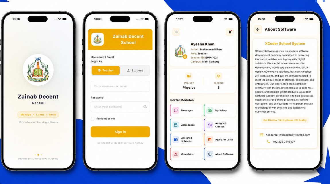 School Portal mobile app for teachers and students