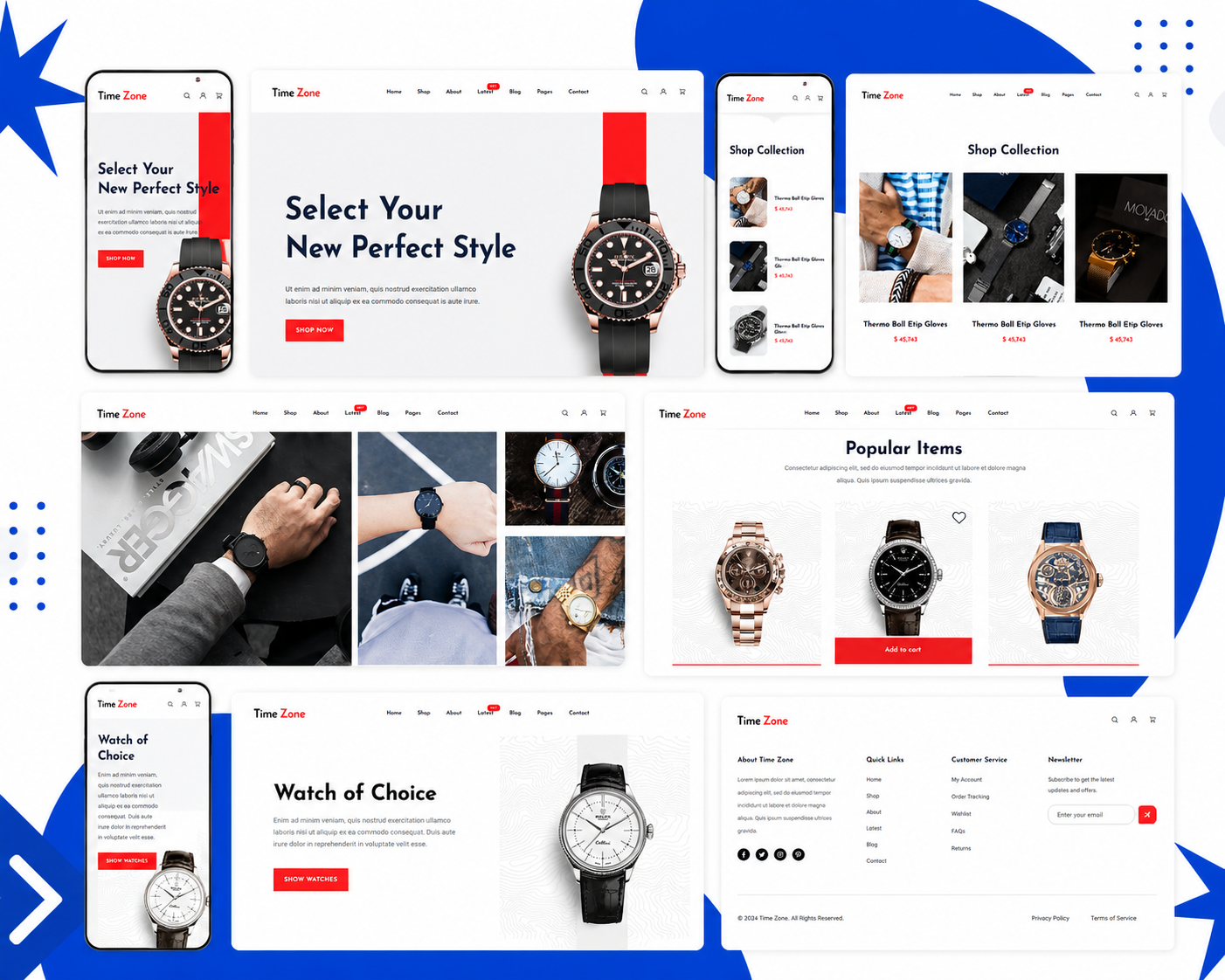 Time Zone luxury watch eCommerce UI/UX design